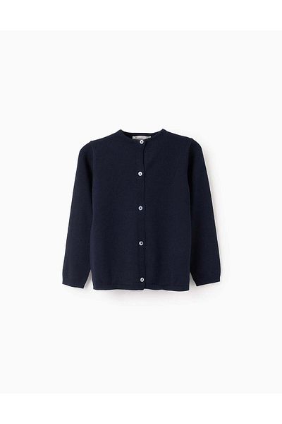 Ziddy Classic Cardigan for Girls, Dark Blue