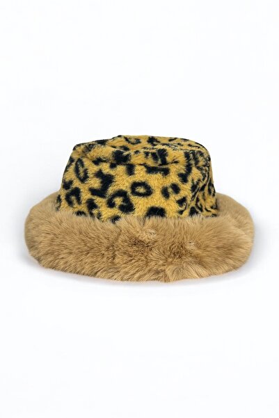 Mevo قبعة دلو من القطيفة بنقشة الفهد للسيدات