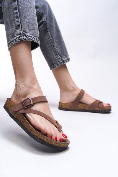 Riccon Ysemlar Women's Flip Flops 0012593   Tan