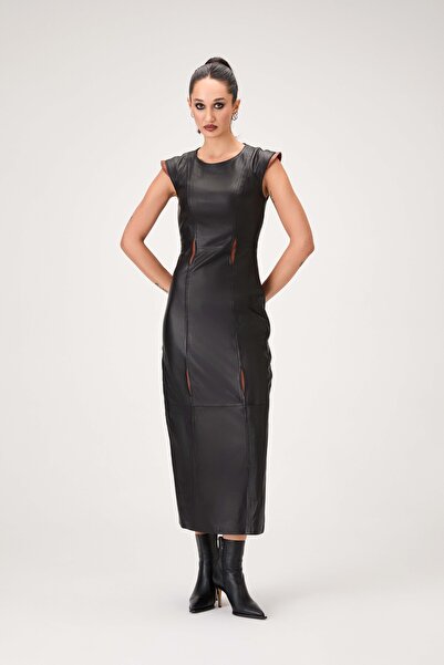 BASAKLA OFFICIAL Daphne Maxi Deri Elbise