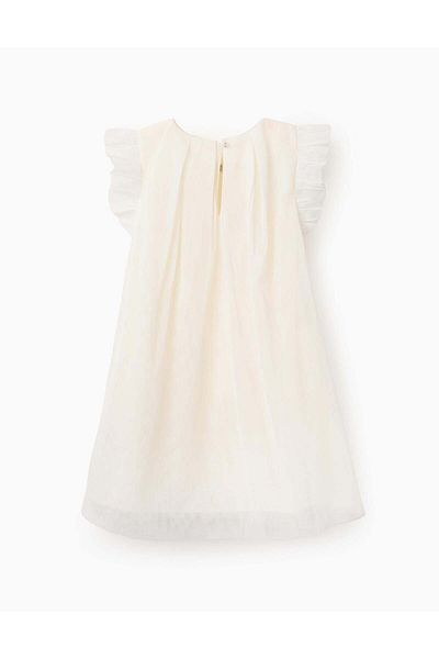 Ziddy Tulle Dress with Butterflies for Girls, White