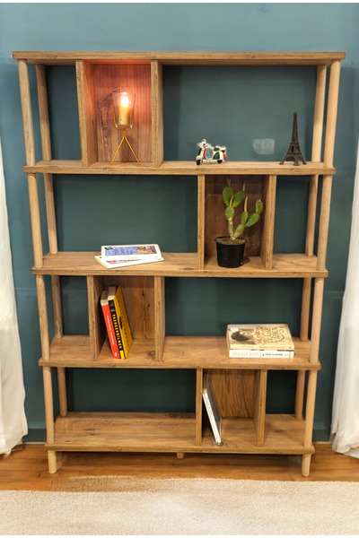 PEKA 5 Raflı Modern Dekoratif Kitaplık Klasörlük Mutfak Rafı Kiler Çok Amaçlı Düzenleyici Raf