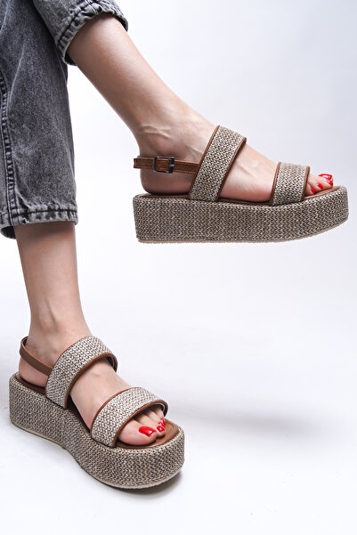 Riccon Γυναικεία σανδάλια Yorseith 0012385 Ταν άχυρο