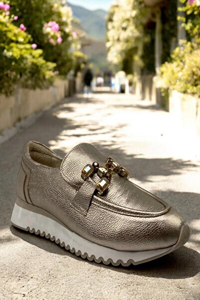Mammamia D25ya-965 Bronze Kadın Loafer Hakiki Deri Tam Ortopedik Casual Günlü...