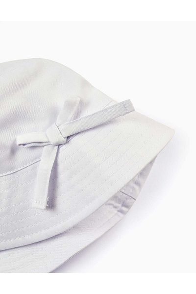 Ziddy Twill Hat with Decorative Bow for Girls, White