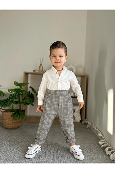 favorimkids Striped Cotton Linen Holiday Top and Bottom Set 3