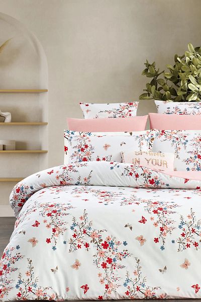 İQON Elastic Sheet Duvet Cover Set Double Outlet Jungle-White (Defective)