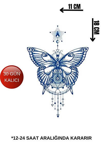 Barly 30 Gün / 1 Ay Kalıcı Kelebek Figürlü Geçici Dövme Tattoo