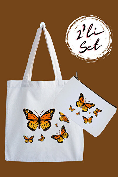 designedfy مجموعة حقيبة قماش مقاومة للماء على شكل فراشة وحامل أقلام مكونة من ...