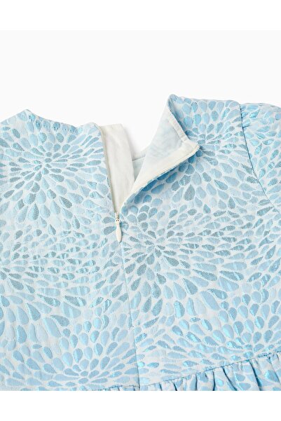 Ziddy Shiny Dress with Pattern for Girls, Blue