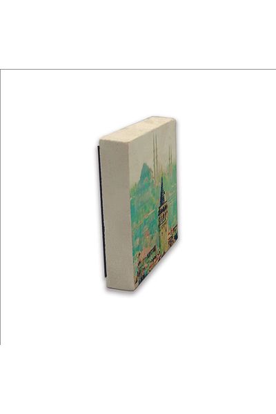 Sadrazam Magnet din piatră naturală imprimat Turnul Galata și Moscheea Süleymaniye 5x5 Krt-23