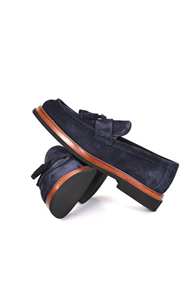 Tuna Hakiki Süet Deri Loafer Lacivert Erkek Ayakkabı EVA Taban - 4025