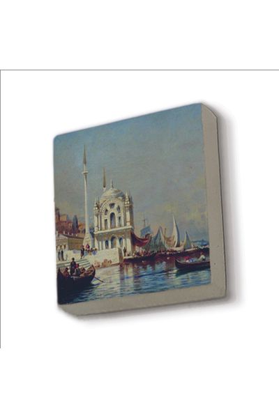 Sadrazam Magnet din piatră naturală imprimat Moscheea Ortaköy 5x5 Krt-38