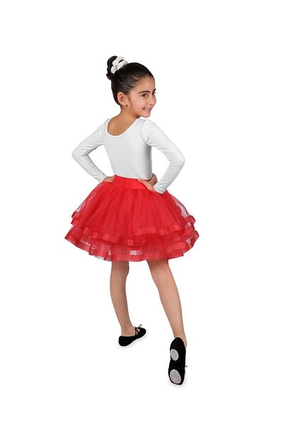 LULLY KİDS Girl's Organza Striped Ribbon 4 Layer Tulle Tutu Skirt