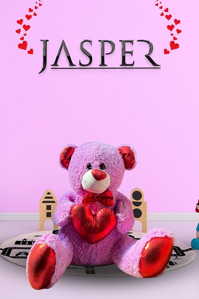 JASPER Mor-03040 Cute Teddy Bear with Bow Tie and Shiny Heart - 45 cm