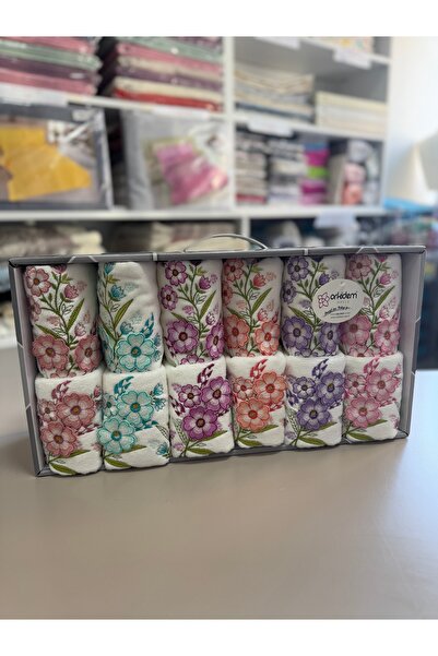 orkidem 3D Nakışlı 12'li Havlu Seti