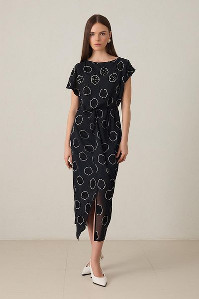 Setre Black Lacing Detail Patterned Dress