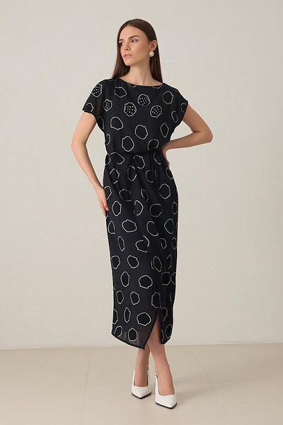 Setre Black Lacing Detail Patterned Dress