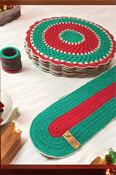 Örgü Sanatı Örgü 8 Kişilik Makrome Supla Takımı