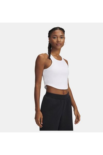 Under Armour Women's Round Neck Sleeveless Breathable Cotton Fabric White Tank Top 1389798 -100