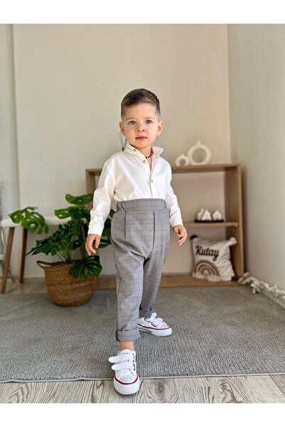 favorimkids طقم علوي وسفلي من القطن والكتان المخطط للعيد 8
