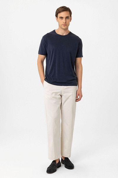 Antioch Navy Blue Regular Fit Modal Technical Fabric Men's T-Shirt