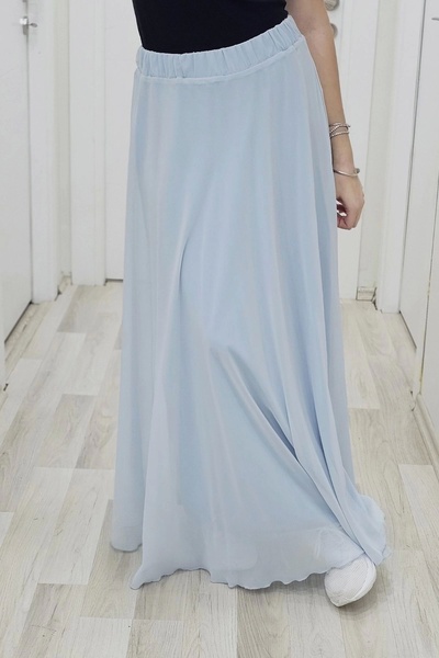 lodmela Fusta din șifon evazată albastră - cu talie elastică 6003