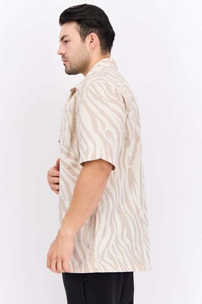 adidas Men Sportswear Fit Embroidered Logo Short Sleeves Outdoor Shirt, Cream