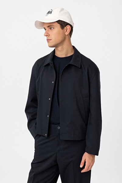 Antioch Navy Blue Hidden Button Seasonal Relax Fit Men's Coat