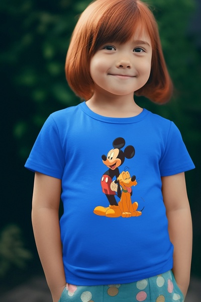 oneagılyazı تي شيرت كبير الحجم للأطفال مطبوع عليه ميكي ودوج