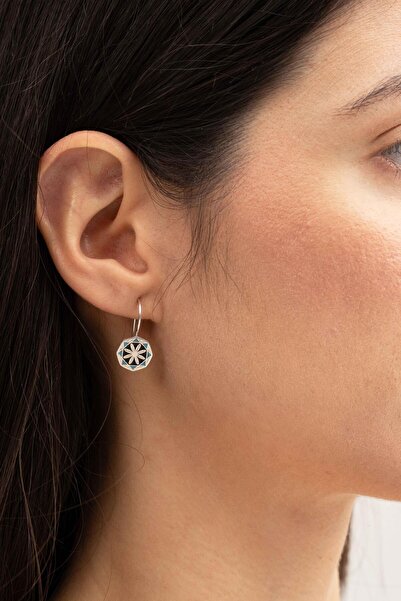 Sümer Telkari Anadolu Motifli Mineli Elişi Gümüş Küpe 5916