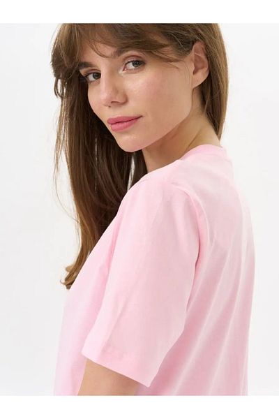 COMBİNE MİCHAİL Tricou de bază roz pentru femei, 100% bumbac, cu decolteu