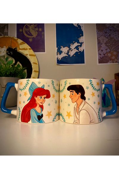 westartic Disney Princess Ariel & Prince Eric 2-Piece Couple Cup Cup Tea Coffee Cup