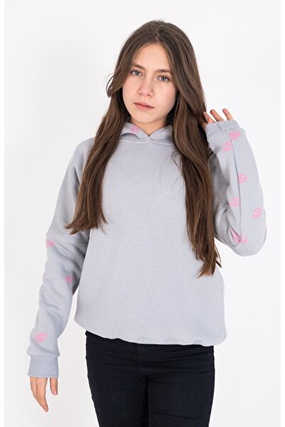 Burç Φούτερ με κουκούλα, 100% χτενισμένο βαμβάκι, με στάμπα μάτια, oversized