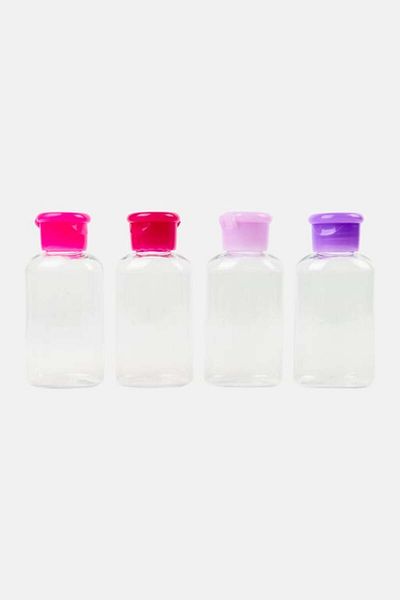 Miamica 4pcs Flip Top Travel Bottles Set, Transparent