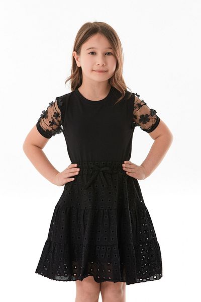 Fulla Moda Tricou pentru fete cu maneci din dantela