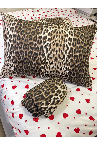 ŞENER HOME Leopard Patterned Double Fitted (Elastic) Adult Bed Sheet Set 160X200 24 cm