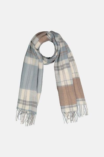 Tchibo Women Checked Woven Scarf 174 X 65 Cm, Grey