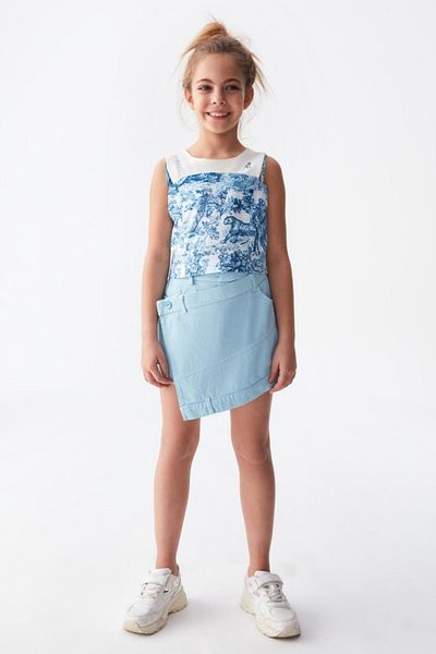 HAUSEkids 8-14 Years Old Barcelona Girl's Shorts Skirt Suit - Ecru
