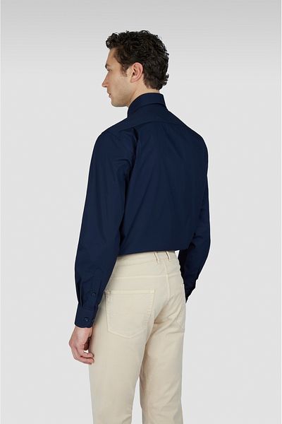 PAUL&SHARK Men's Regular Fit Off the Shoulder Line Print Long Sleeve Navy Blue Shirt 25413515 -013