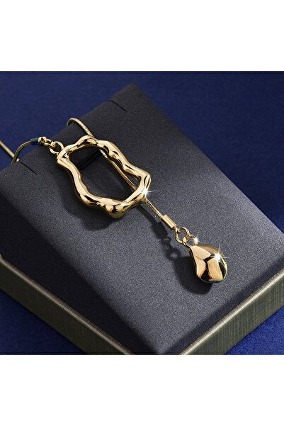 Choice Gold Stainless Steel Irregular Geometric Long Necklace for Women Charm...