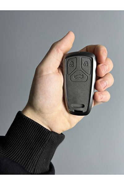 LUXE AKSESUAR Γκρι μεταλλική θήκη για Audi Smart Νέο Μοντέλο B9 Q5 Q7 με 3 κο...