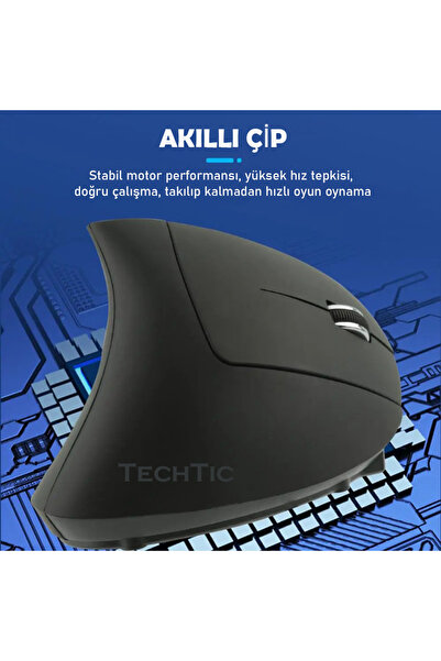 TechTic Oyuncu Mouse Bilek Destekli Ergonomik Kablosuz Dikey Mouse Vertical Gamer Mouse Fare