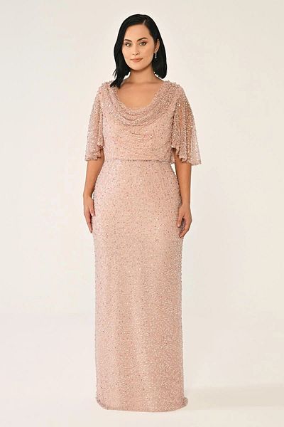 ALFABETA Women's Long Sleeve Tulle Detail Sequin Print Dress Ab6903-P