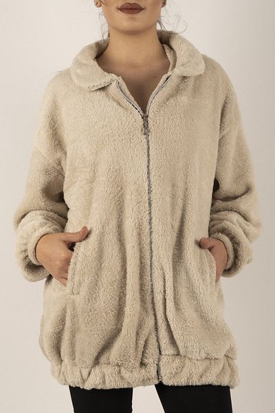 İKLİM LİFE Plush Cardigan with Zipper
