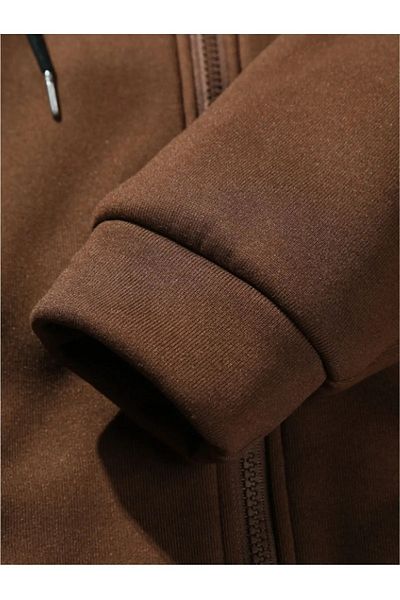NO 601 Ζακέτα Unisex Καφέ Oversize με φερμουάρ με κουκούλα