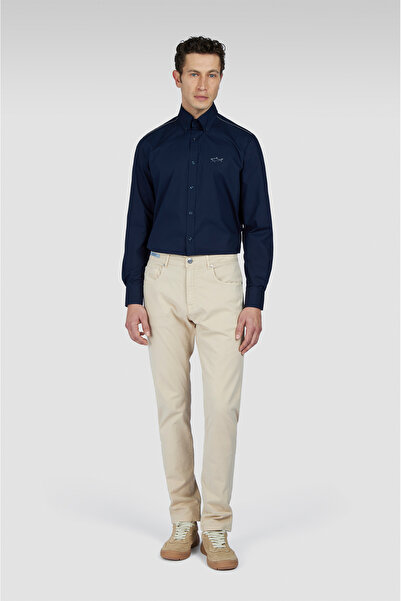 PAUL&SHARK Erkek Regular Fit Omuzlarda Çizgi Desenli Uzun Kollu Lacivert Gömlek 25413515-013