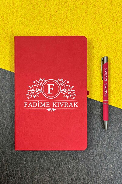 HediyeHanesi Kişiye Özel İsimli Kırmızı Ajanda Not Defteri ve Kalem Seti 2413...