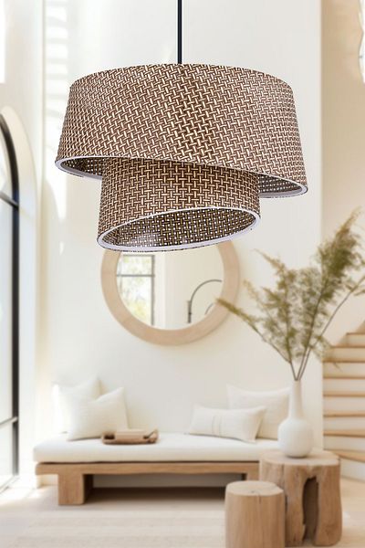 Emg DesiGn Magnolia Modern Fabric Headboard 2-Tier Bedroom Children's Room Living Room Kitchen Hallway Chandelier
