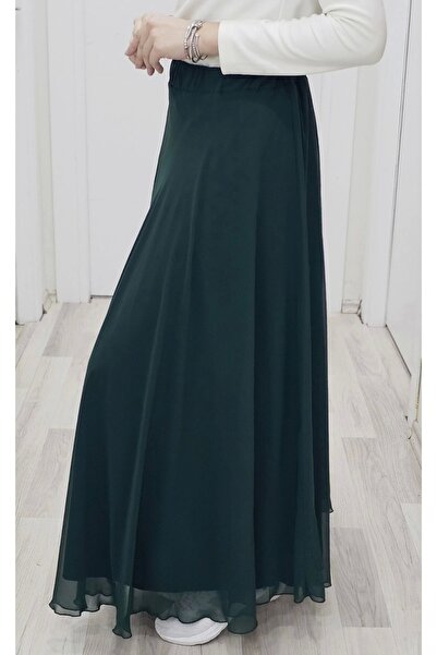 lodmela Зелена спідниця з шифону - на талії гумка, модель 6003